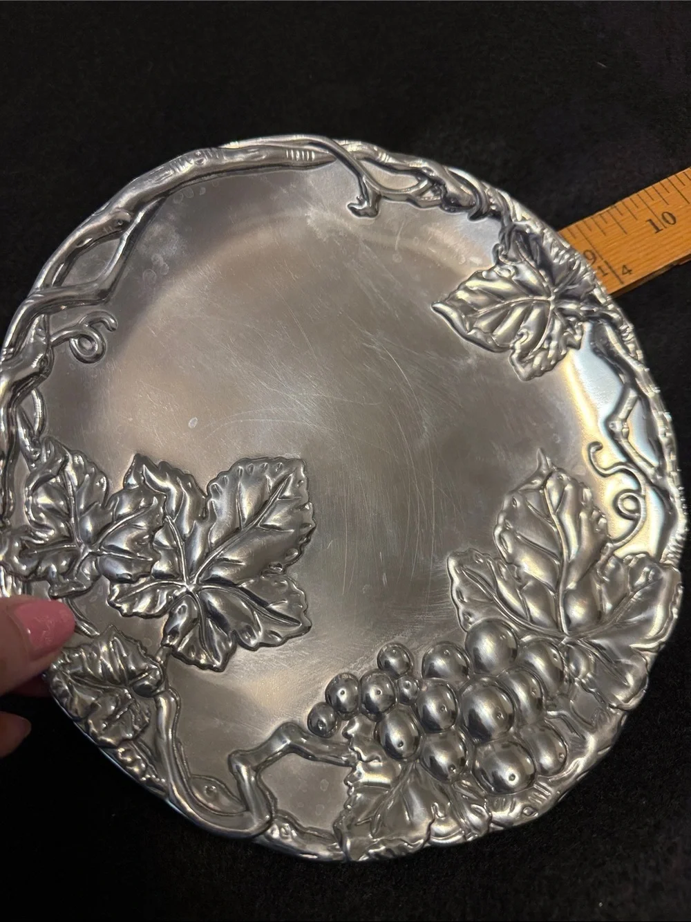 Arthur Court Silver-Tone Grape & Leaf Serving Tray